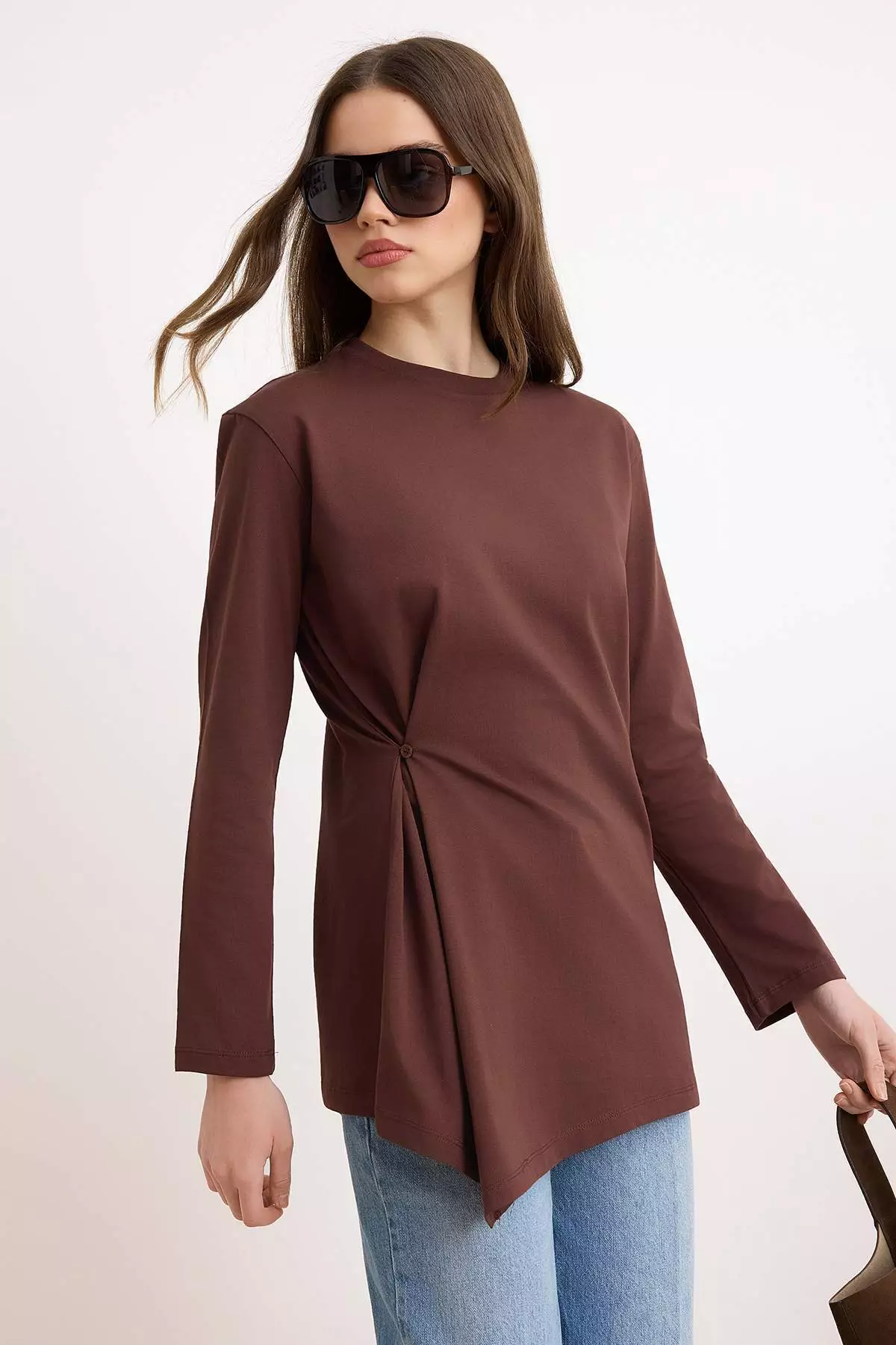 Brown Regular Single Jersey Plain Knitted Tctss26Uk00007