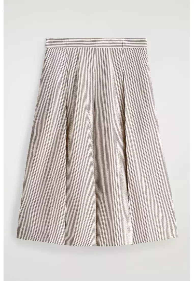 STRIPED A-LINE MIDI SKIRT
