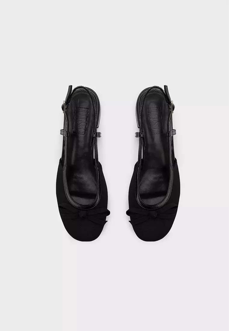 SLINGBACK LOW HEEL PUMP WITH RIBBON DETAIL蝴蝶结低跟后空单鞋