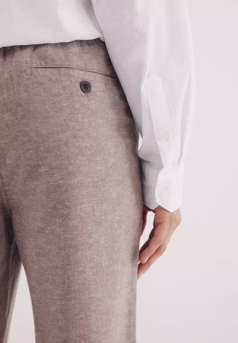Slim Fit Linen Chino Pants