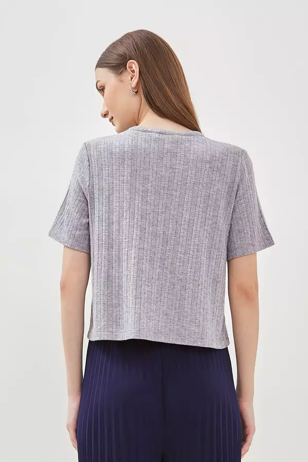 Minimal Jalla Rib Crop Top - Grey