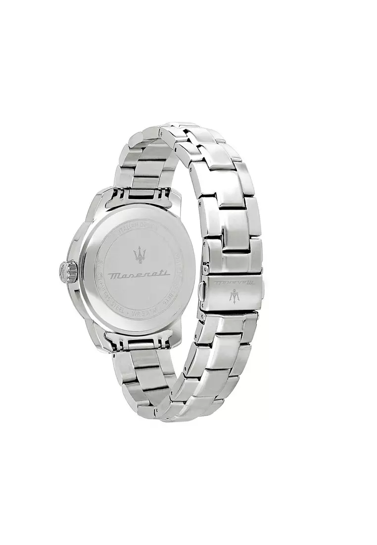 【2 Years Warranty】Maserati Successo - 44mm Silver Stainless Steel Men's Quartz Watch R8853121004 With Luminous Dial Hands