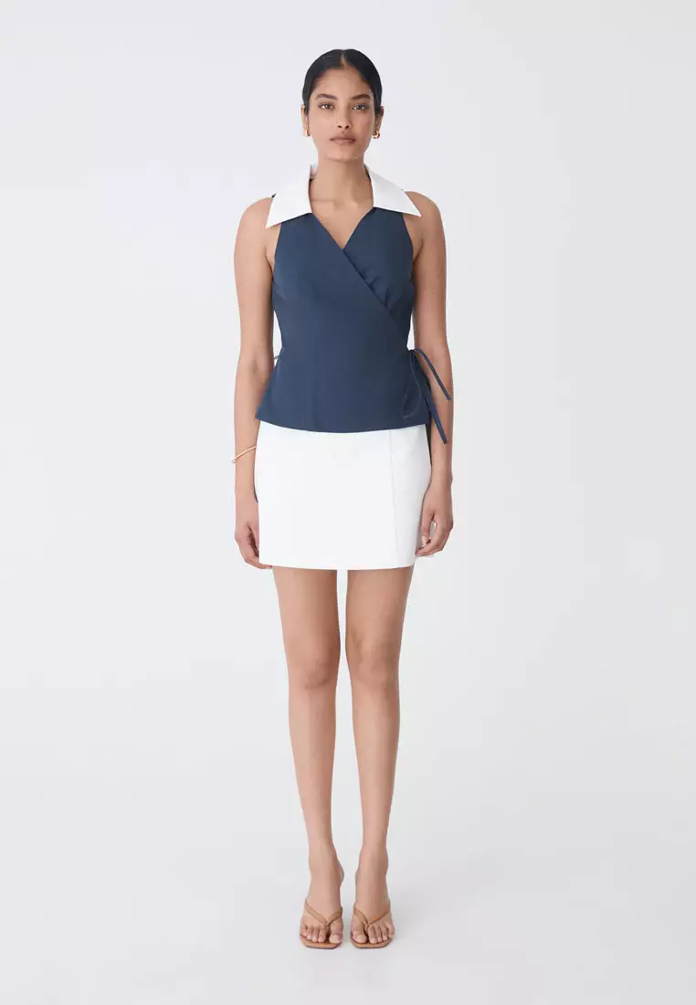 Layla Collared Wrap Top