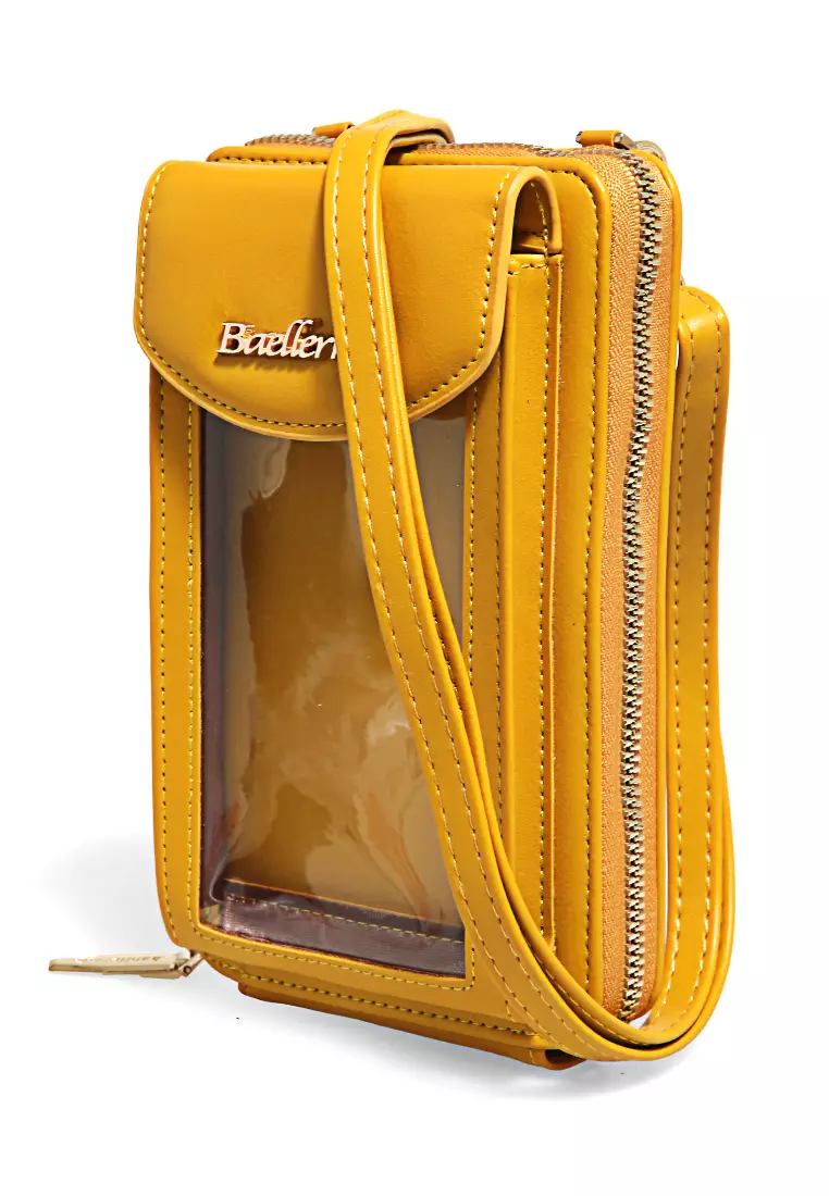 Sling Bag Wanita Tas Selempang Handphone Transparent Design Many Slot Material Leather ORIGINAL