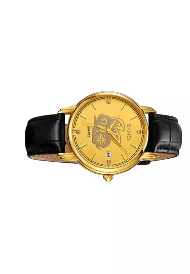 Jam Tangan Quartz Analog Shio Chinese Zodiac Waterproof 30M Kelinci ORIGINAL - Black Gold