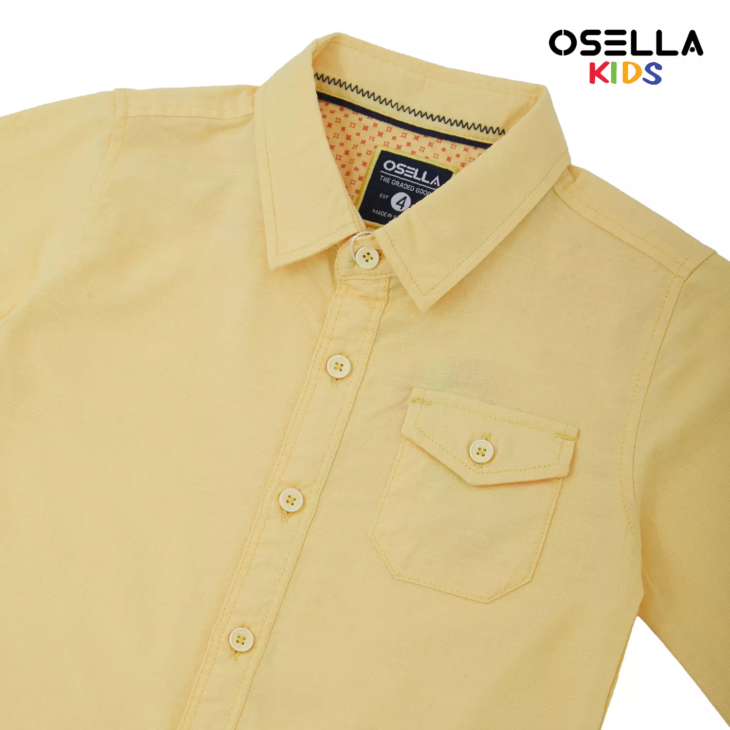 Osella Zahir Linen Slub Long Sleeve Solid Shirt 2237500302 | Atasan Kemeja Lengan Panjang Anak Laki Laki