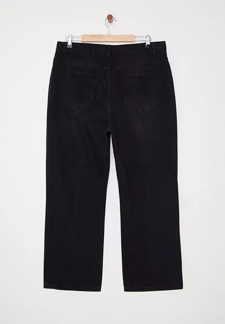 Stoned High Waist Straight Fit Jeans