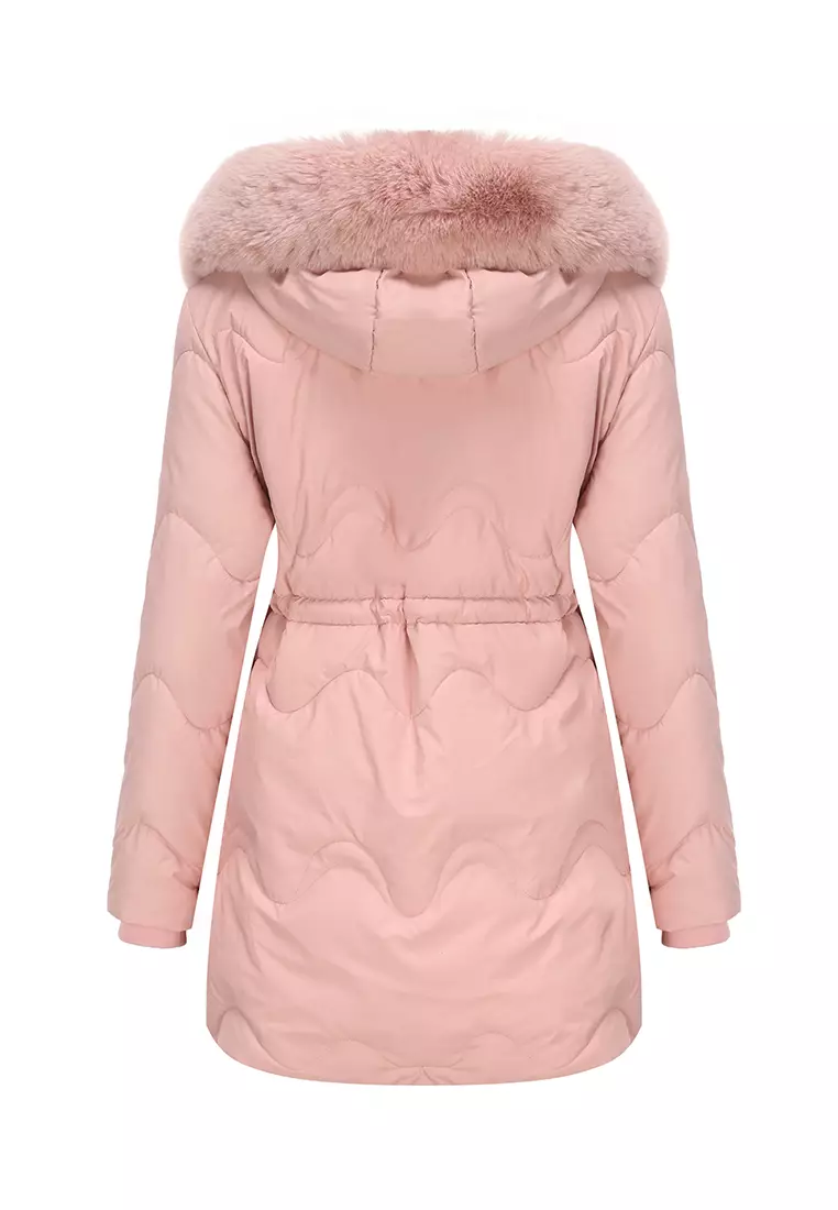 Buy HAPPY FRIDAYS Detachable Faux Fur Collar Hooded Coat AD82303