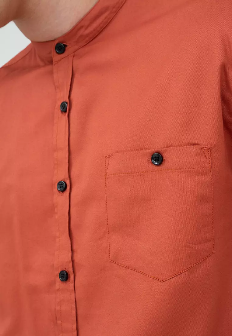 Houseofcuff Baju Koko Kemeja Lengan Pendek Pria Terracotta