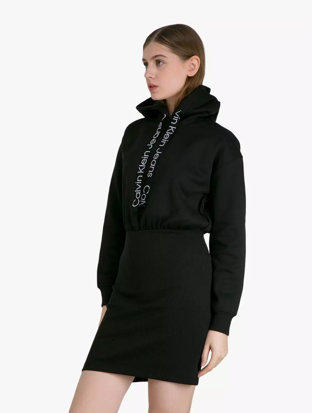 Calvin Klein Jeans - Logo Hoodie Dress - Black - black