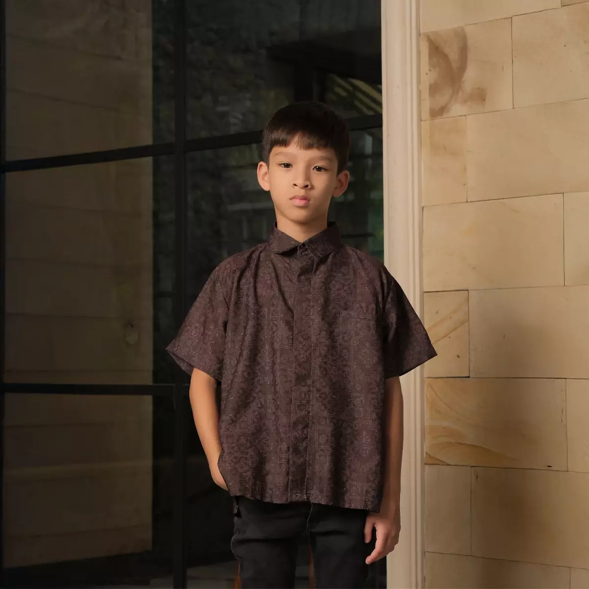 ZM Zaskia Mecca - Lais Cocoa Kemeja Koko Anak Pria - Teman Serumpun - Edisi Laos