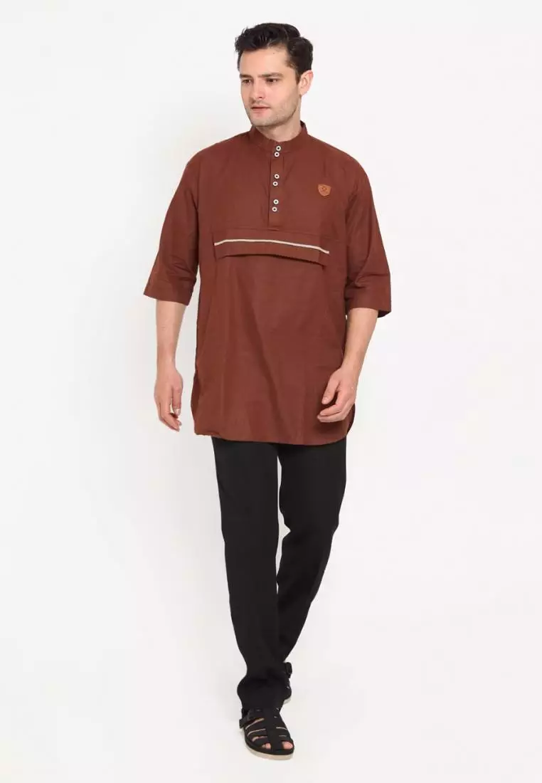 Zayidan Baju Koko Gamis Muslim Pria - Mustafa Coklat
