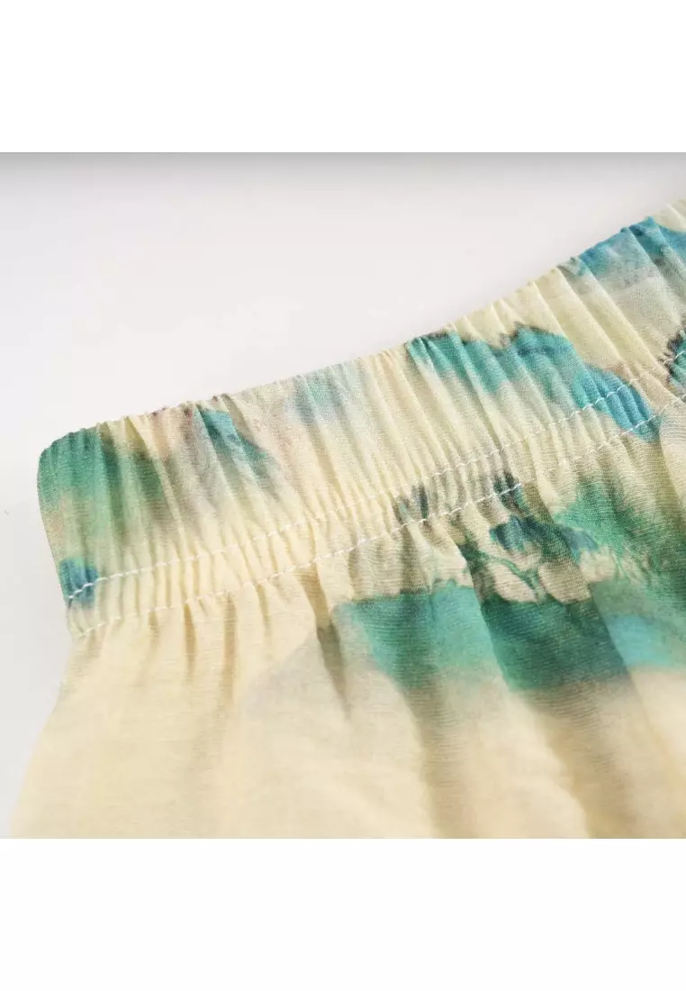 中國山水畫男童唐裝漢服套裝上衣短褲拜年服0836