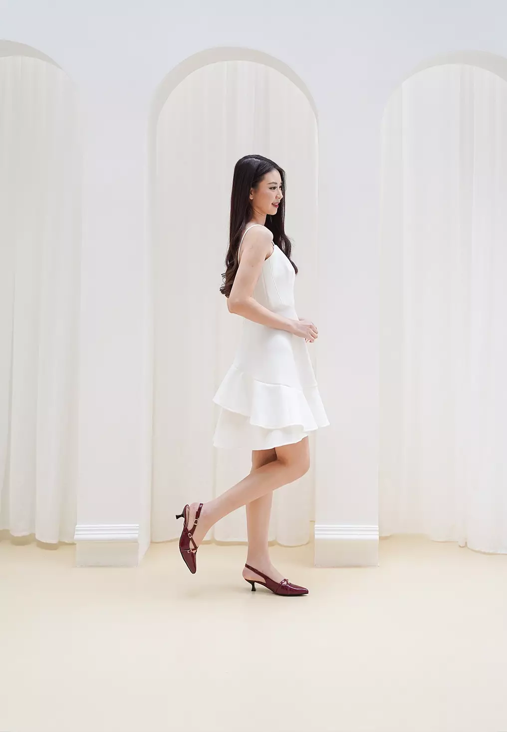 Louise Pointed Toe Slingback Stiletto Sandal Heels Wanita