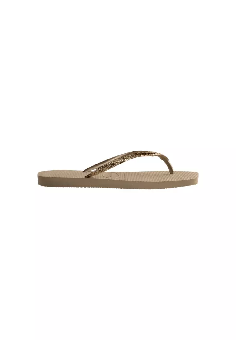 Women Slim Square Glitter II Flip Flops - Sand Grey