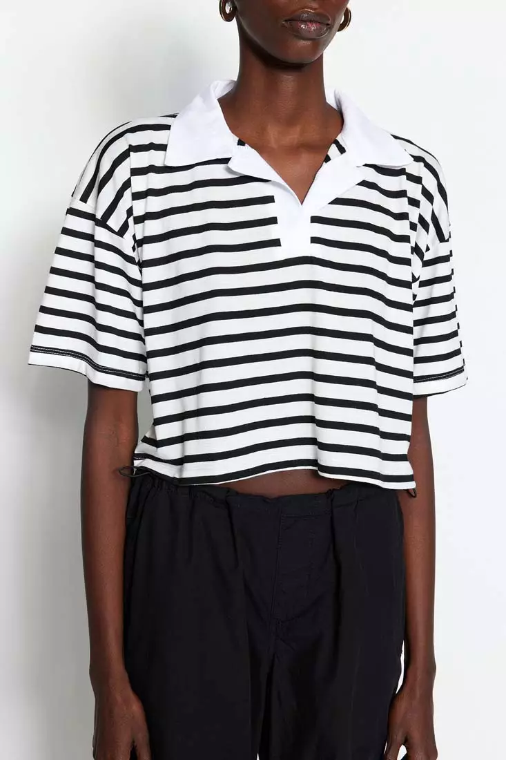 Stripe Boxy Polo Shirt