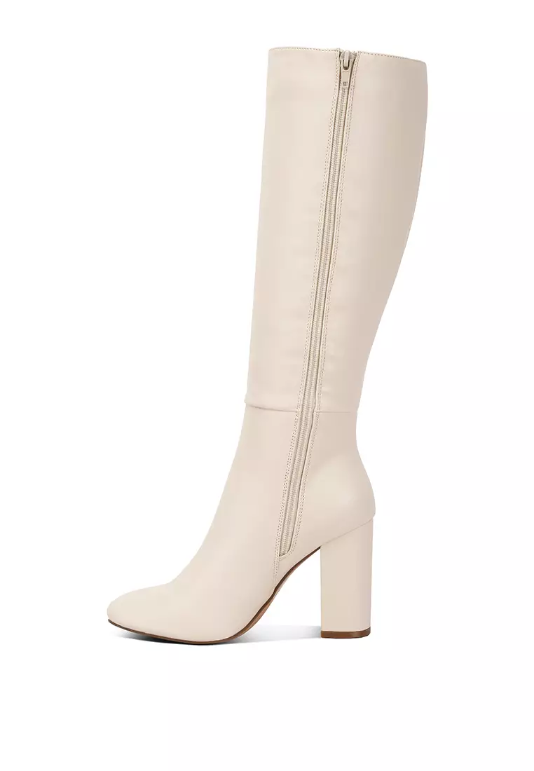 Buy London Rag Block Heel Calf Length Boots In Cream Online | ZALORA ...