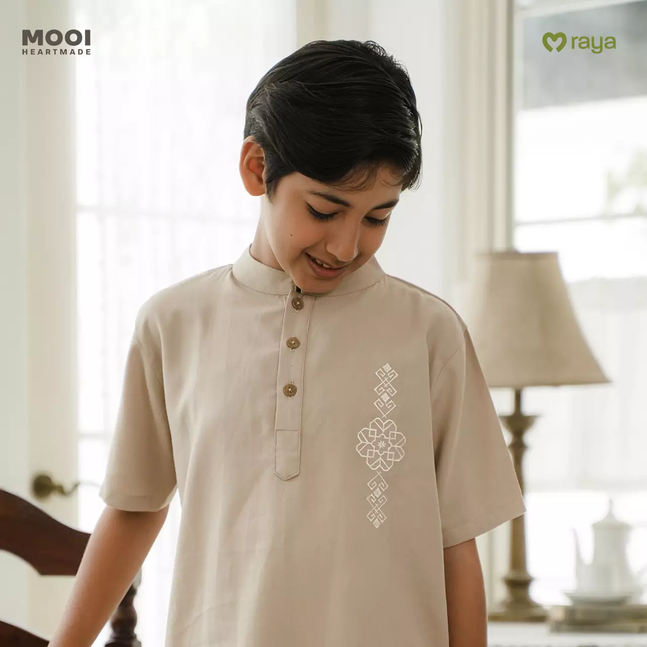 Mooi Adam Koko Set Setelan Koko Anak Raya Collection Basic Series 2026 - Brown Beige