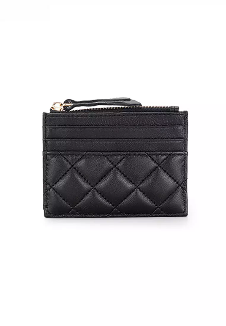 Quilted Sheepskin Card Holder Zip Purse JW YT-09