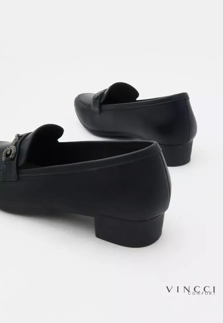 Comfort Slide On Heel Loafers