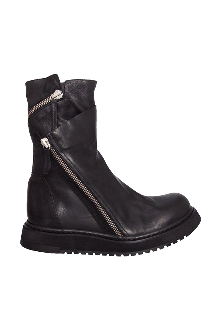VANSA Trendy Retro Zipper Leather Mid Boots VSM-B2691