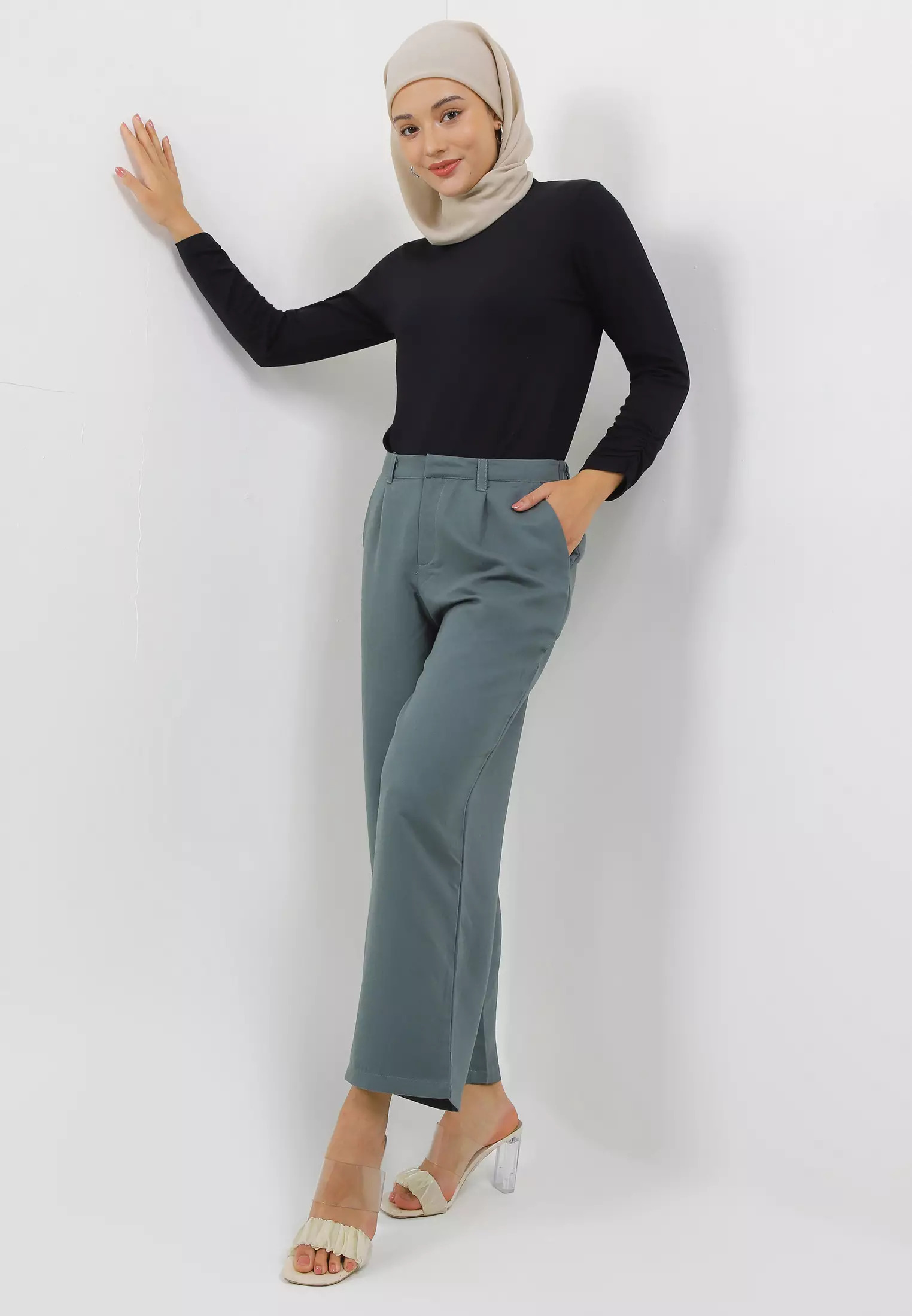 MFMW Zendesi Celana Panjang Kulot Hijau Botol