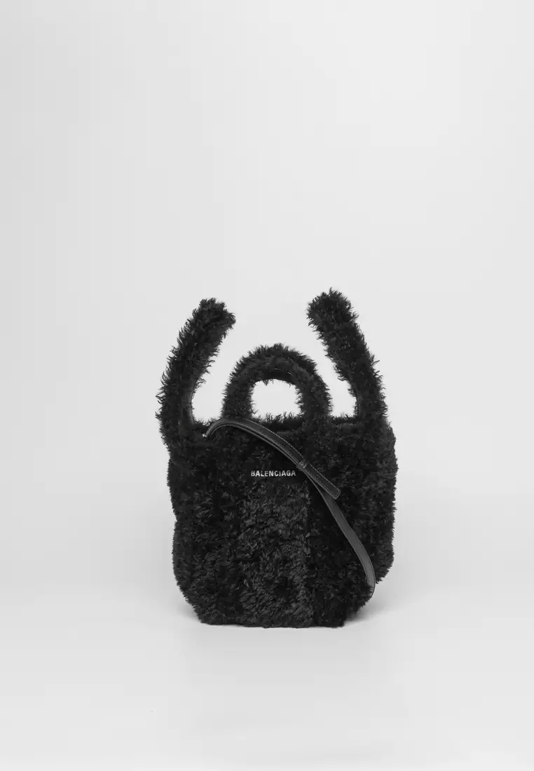 balenciaga black fur bag
