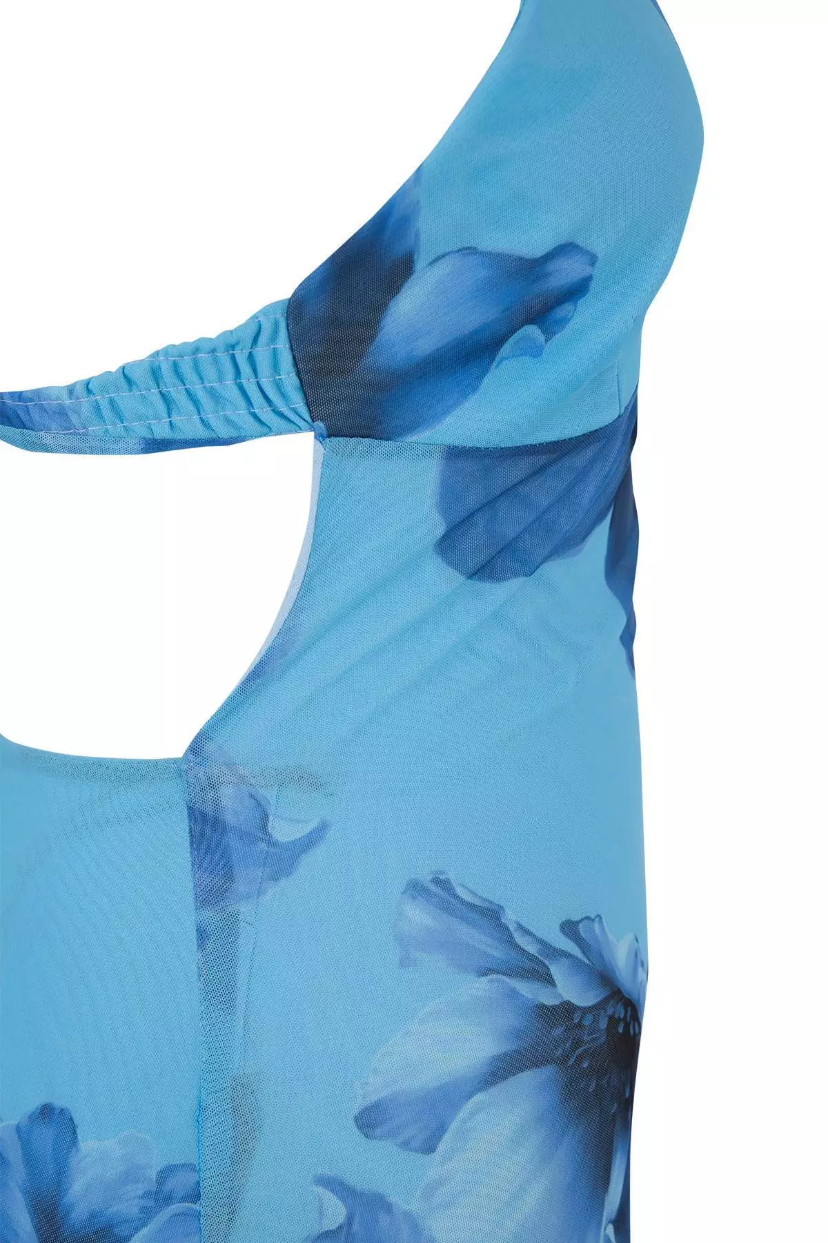 Blue Multicolor Lined Tulle Evening Dress