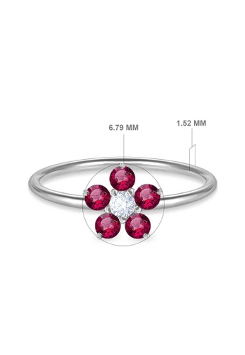 Aquae Jewels white Ring Fairy Flower Precious Stones, 18K Gold And Diamond - White Gold,Ruby 4033FACF32EFB9GS_1