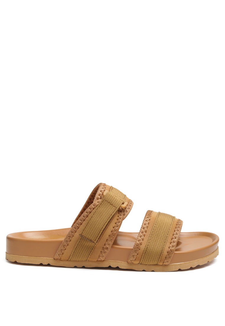 Casual Platform Slides in Light Brown