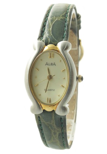 ALBA Jam Tangan Wanita - Green Silver Gold - Leather Strap - ATCY08