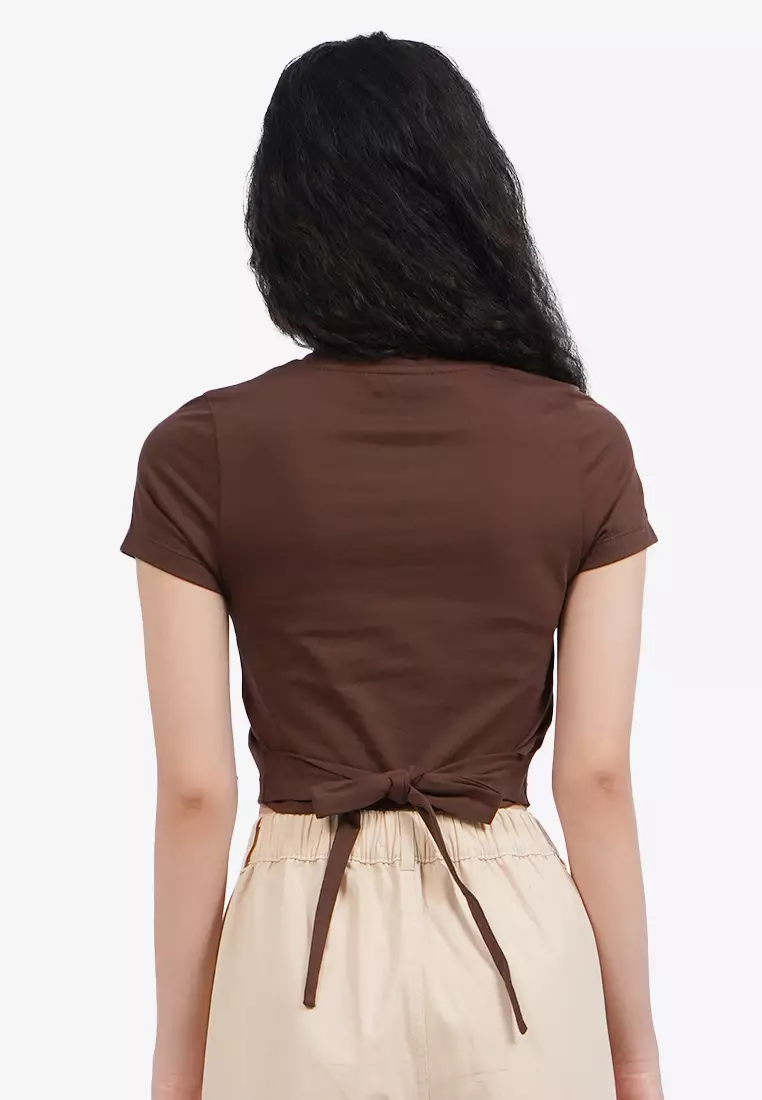 Back Tie Short Sleeve Graphic T-Shirt