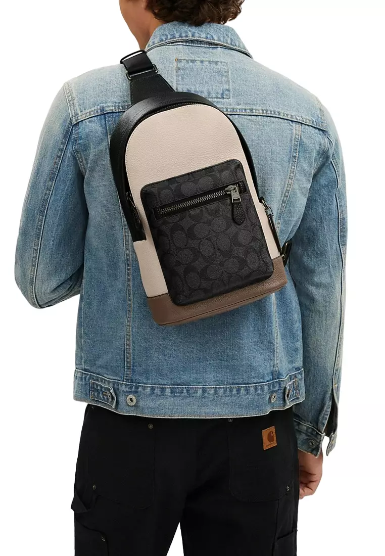 Mens West Pack In Colorblock Signature Canvas - Black/Multi