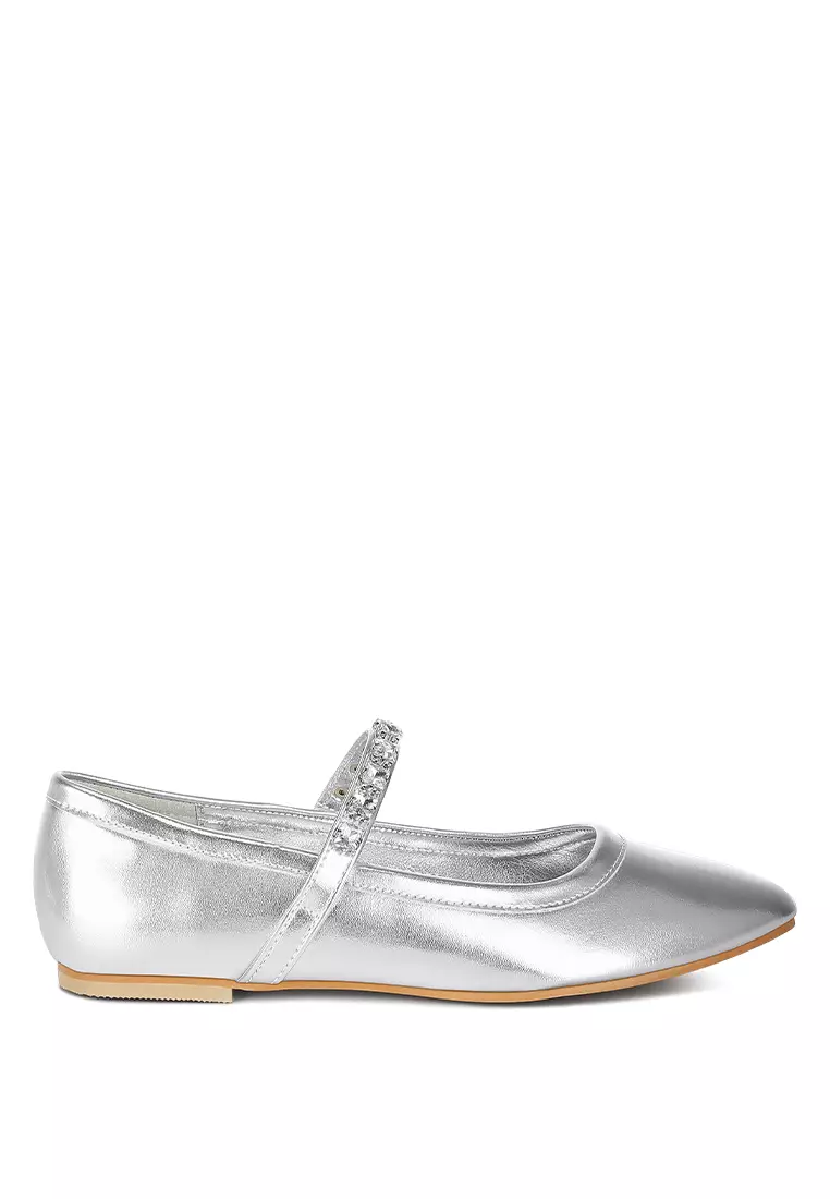 Discount on Rag & CO.  shoes - SKU: Metallic Mary Jane Ballerinas in Silver