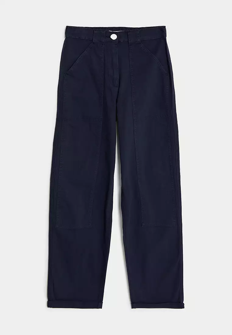 Cotton Rich Relaxed Straight Trousers