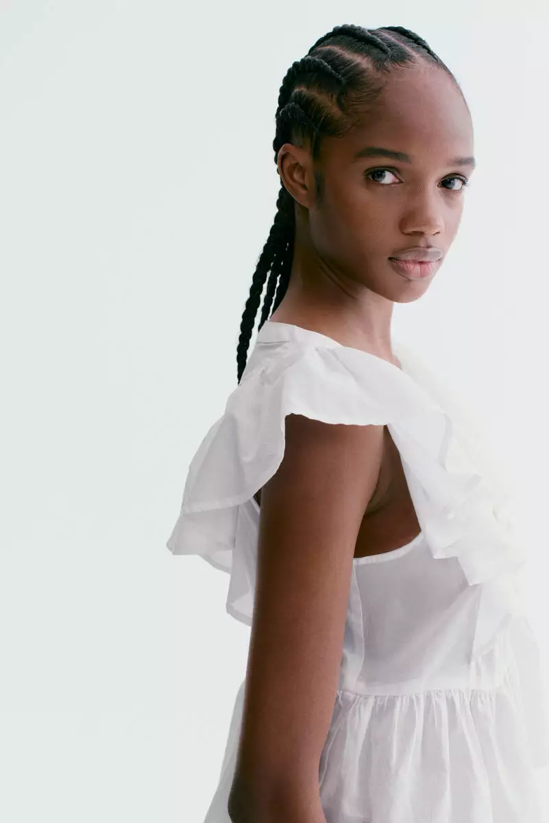 Frill-trimmed cotton top