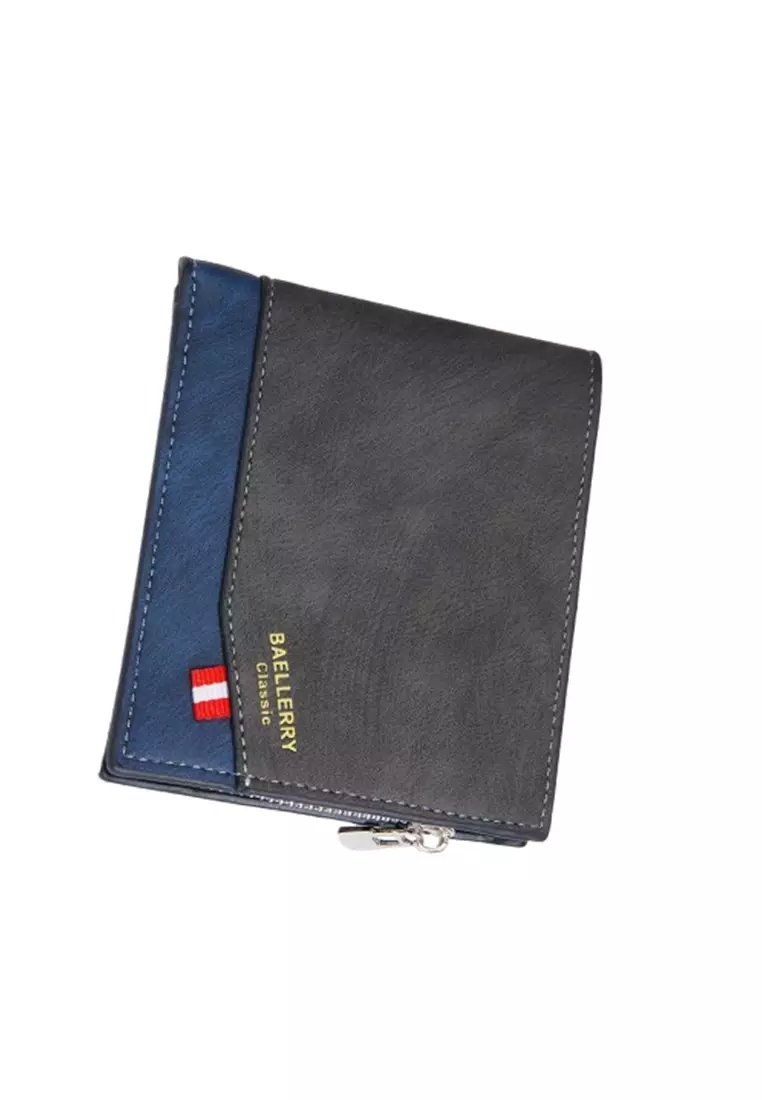 Dompet Pria Lipat Bahan Kulit PU Leather Premium Horizontal ORIGINAL - Blue