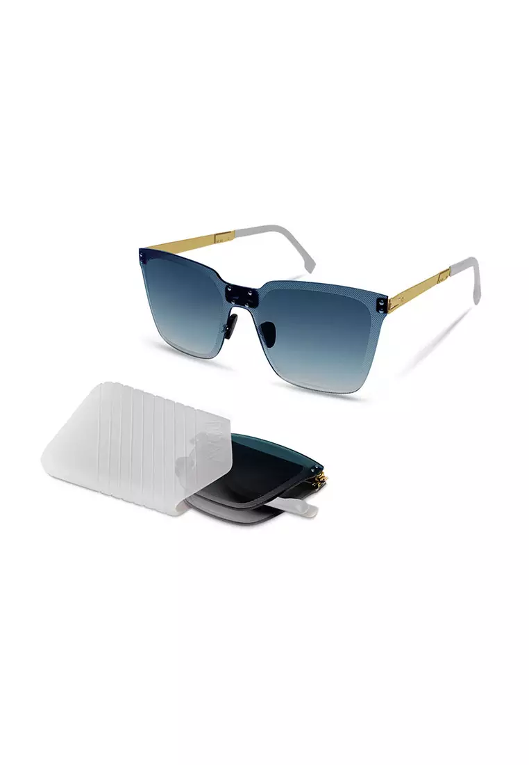 超輕極薄‧摺疊式太陽眼鏡 ROAV Oxygen O004 PAPER Brush Gold /  Blue Gradient 14.43