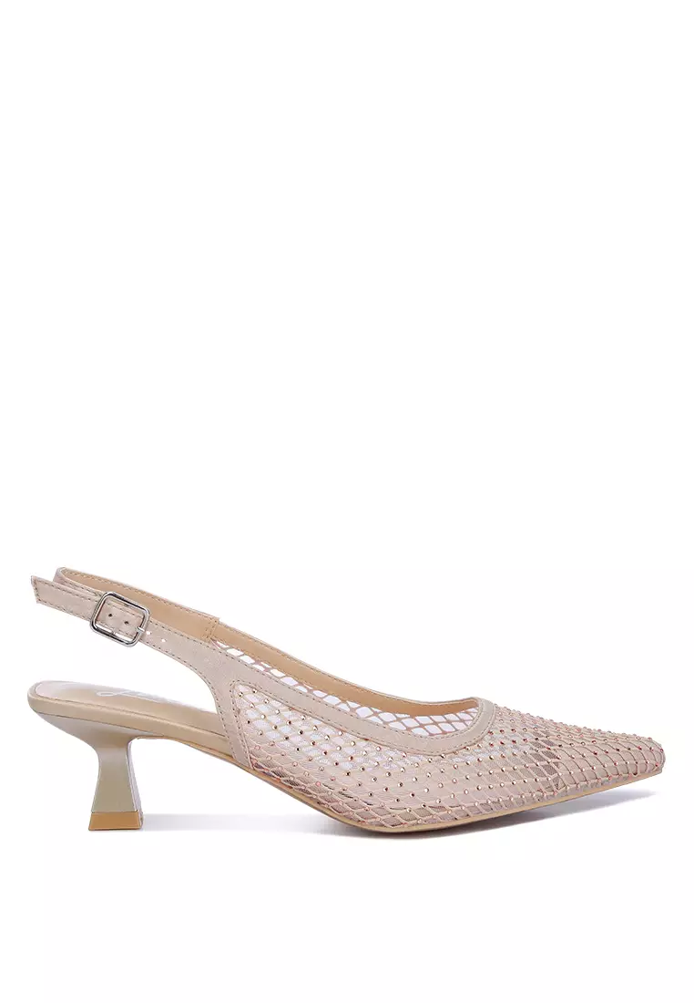 Discount on London Rag  shoes - SKU: Beige Rhinestone Slingback Mules