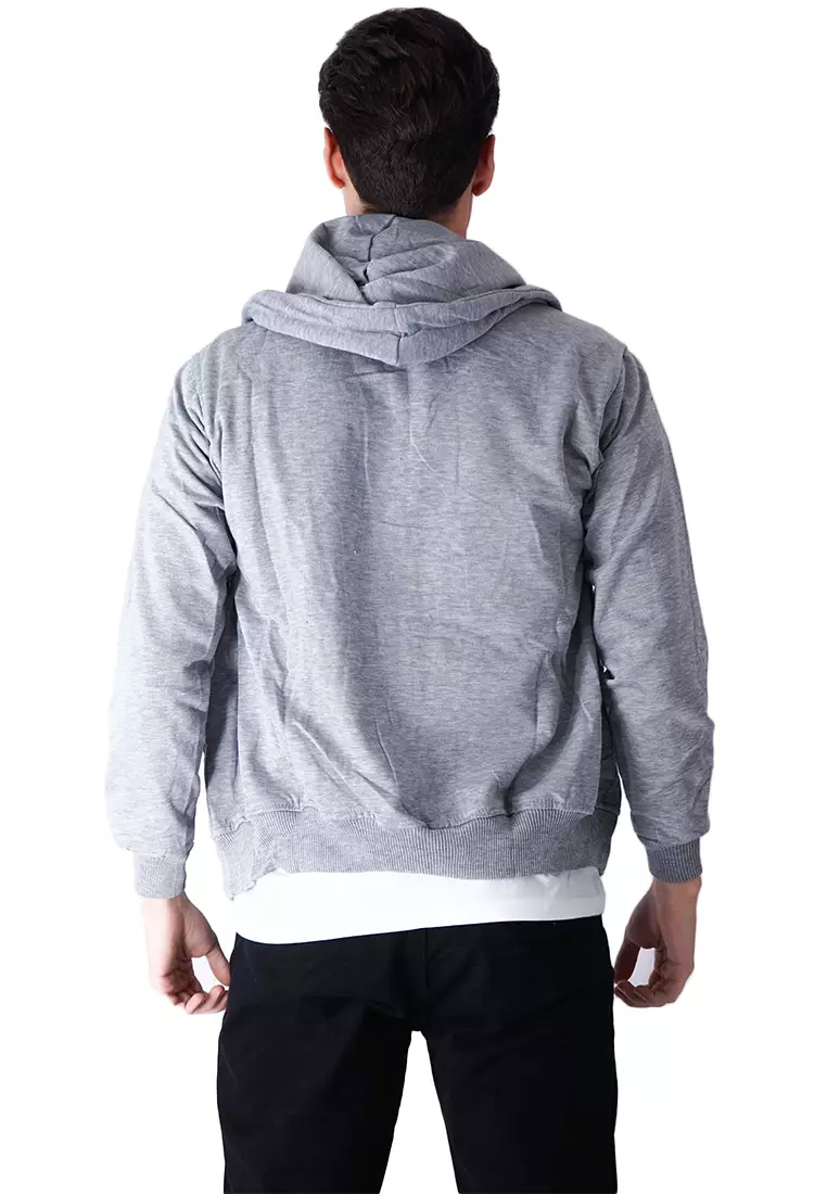Jaket Polos Hoodie Zipper Sweater Warna abu