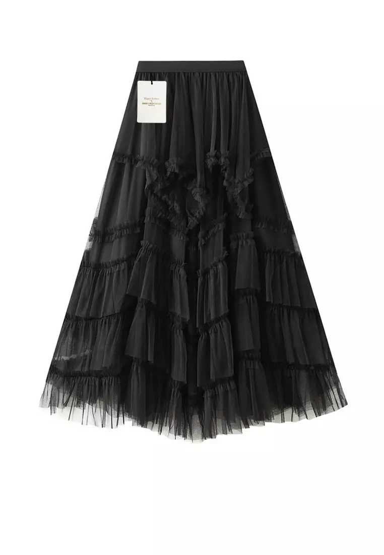 High Waist Irregular Mesh Skirt AF-D2507