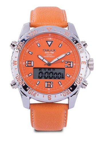 esprit高雄門市OMAX OAS147 仿皮圓框電子指針手錶, 錶類, 其它錶帶