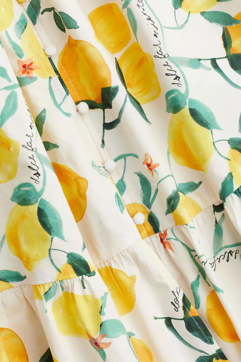 H&m Dresses With Lemons On Them H&M Lemon Print Linen Blend