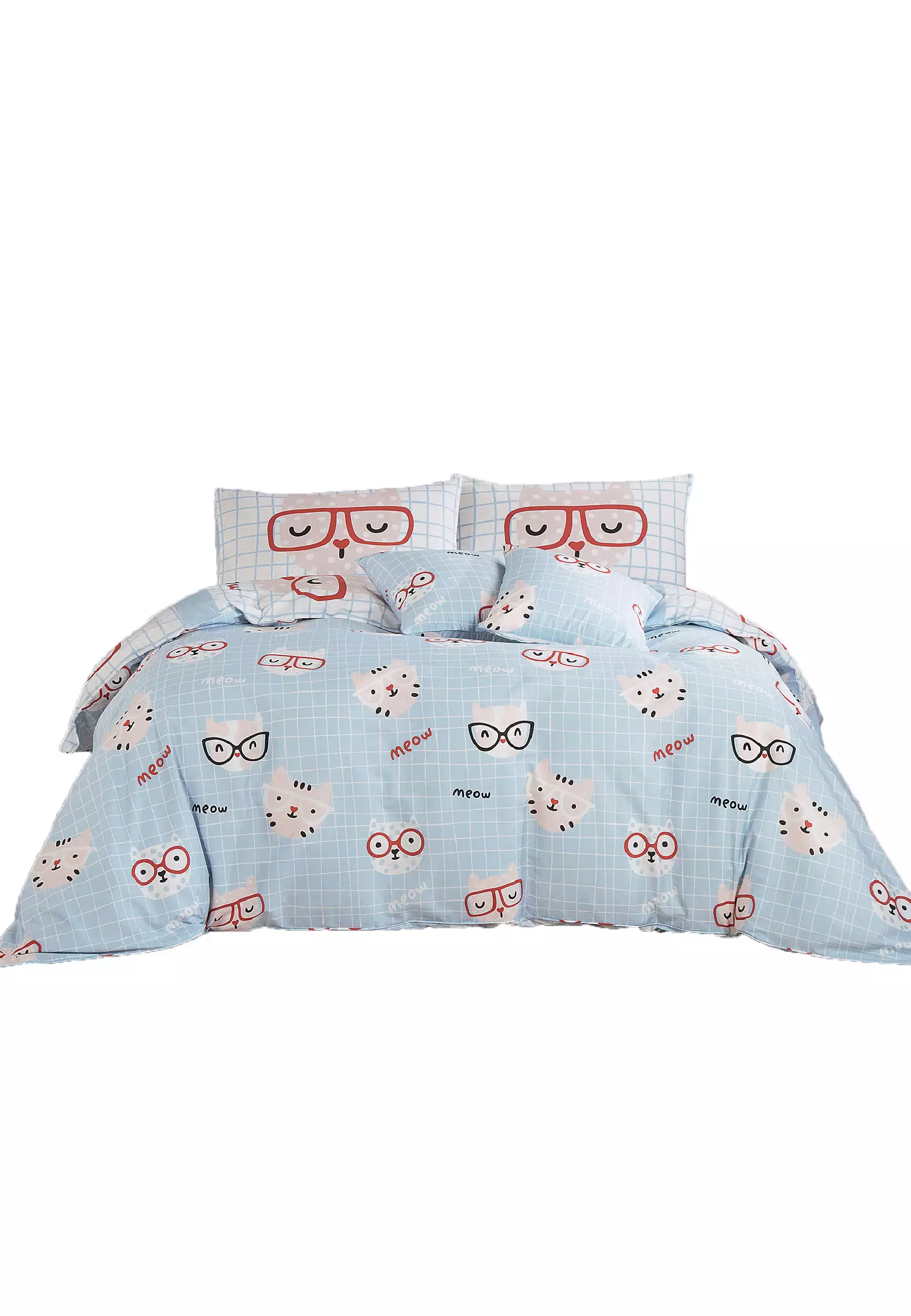 AKEMI Cotton Select Cheeky Cheeks 730TC Quilt Cover Set - Meow Friends  (Super Single/Queen/King)