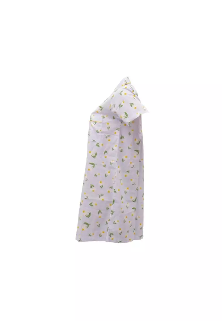 Luludi Piyama LN 5124 - Purple motif bunga