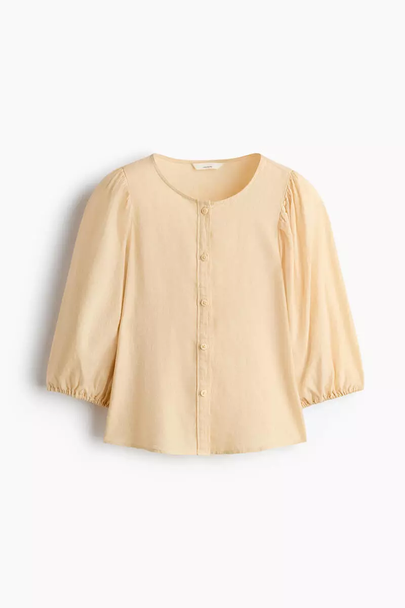 Linen-blend blouse