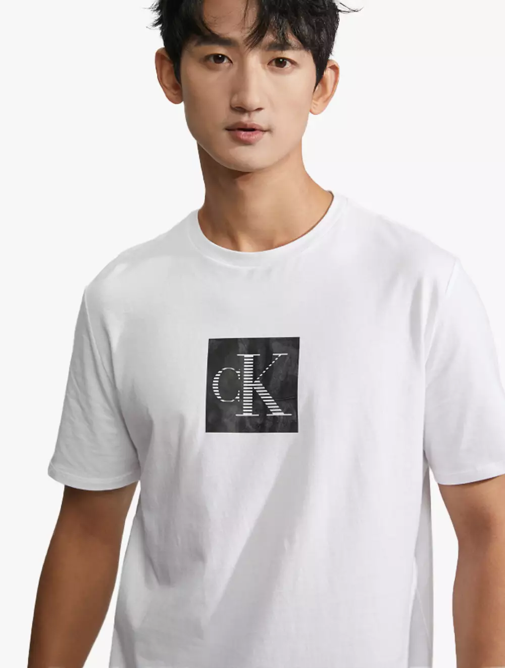 CK JEANS - CENTER MONOGRAM BACK LOGO TEE - white