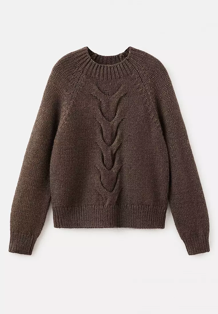 Braided Sweater With Perkins Neck