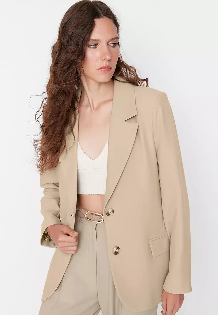 Limited Edition Mink Regular Lined Woven Blazer Jacket