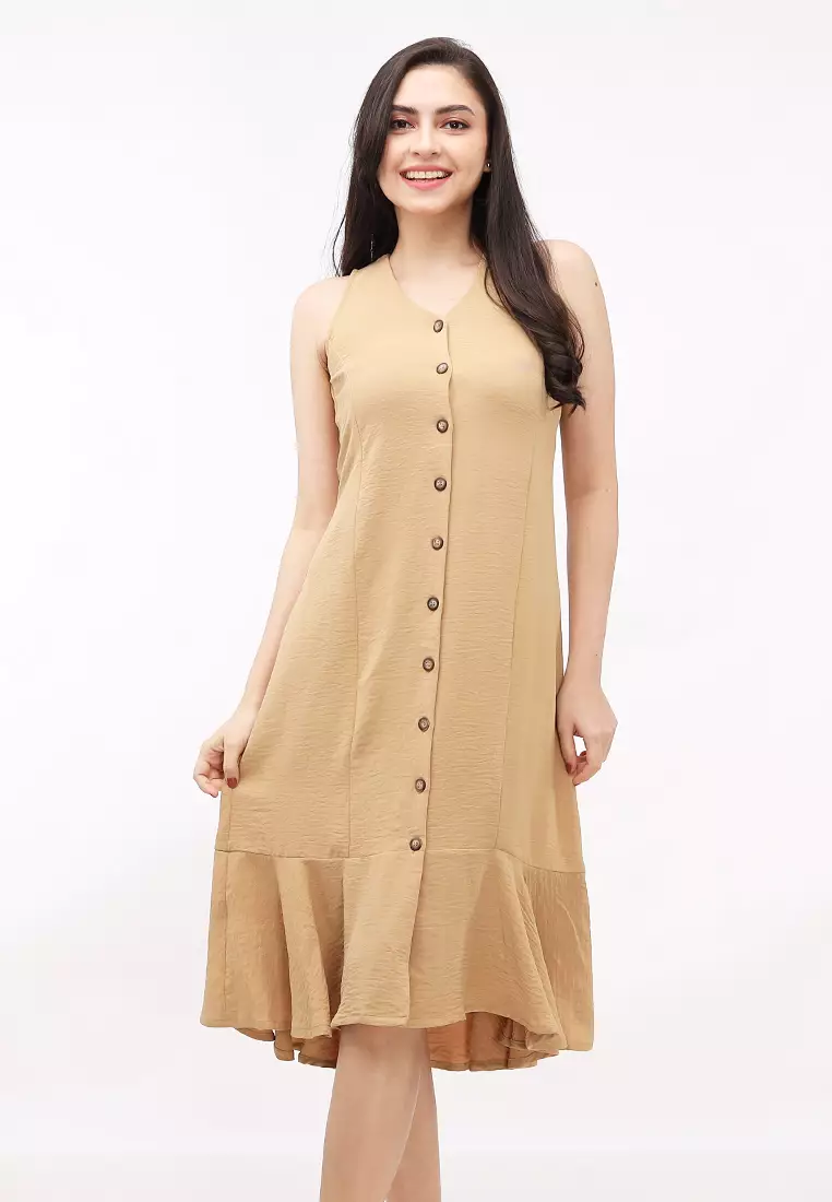 Buy Crissa Linen Wrinkles Sleeveless Long Dress 2024 Online ZALORA